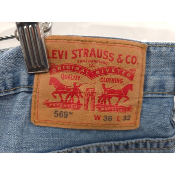 Levi's 569 Wide Relaxed Straight Leg Jeans 36X32 Blue Denim - Picture 5 of 7